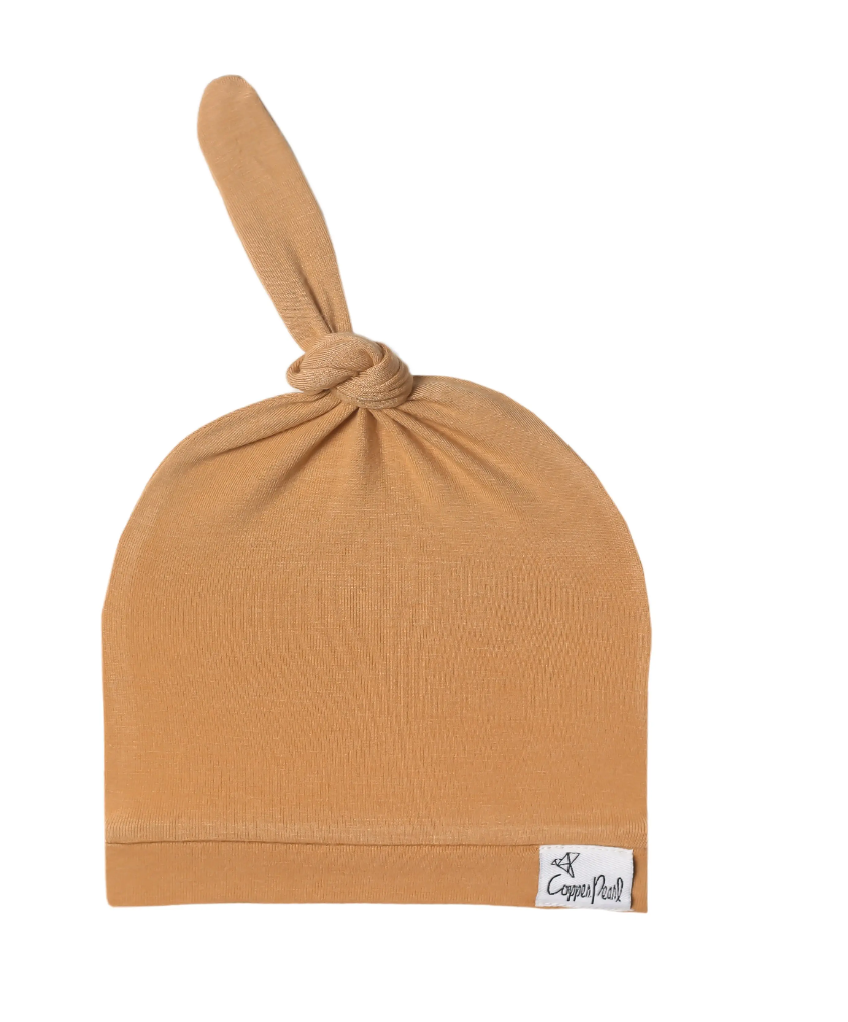 Copper Pearl - Top Knot Hats (0-4 months)