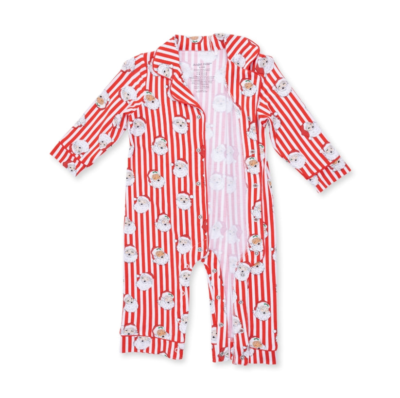 Angel Dear - Vintage Santa Stripe Long Sleeve Coat Style Romper