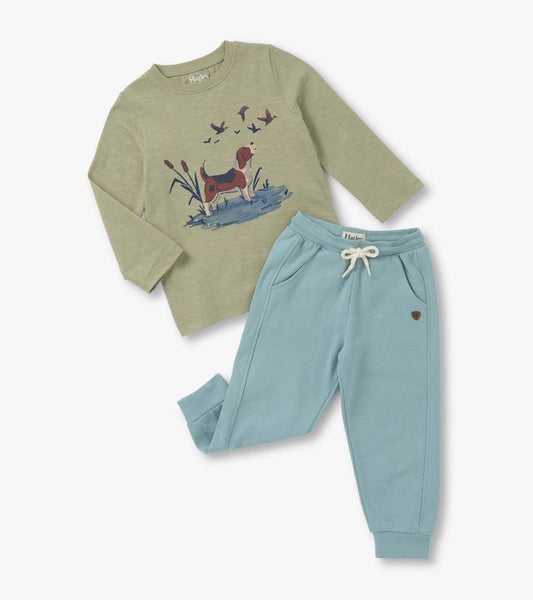Hatley - Hunting Dog Graphic Tee + Jogger Set