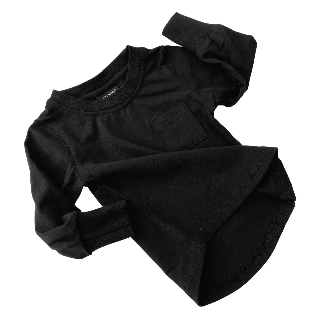 Little Bipsy  - Black Long Sleeve Pocket Tee