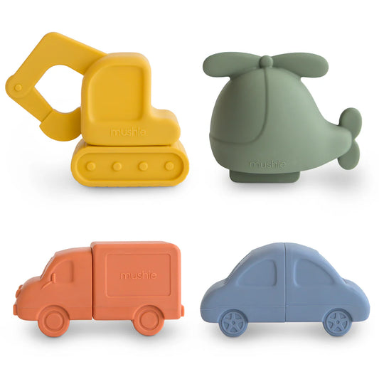 Mushie - Vehicles Mold Free Bath Play Set - 4 Pack