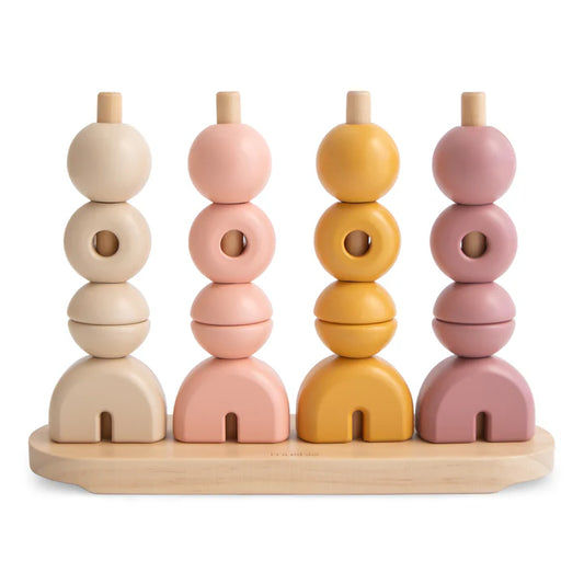 Mushie - Wooden Multi Shape Stacker in Sunrise