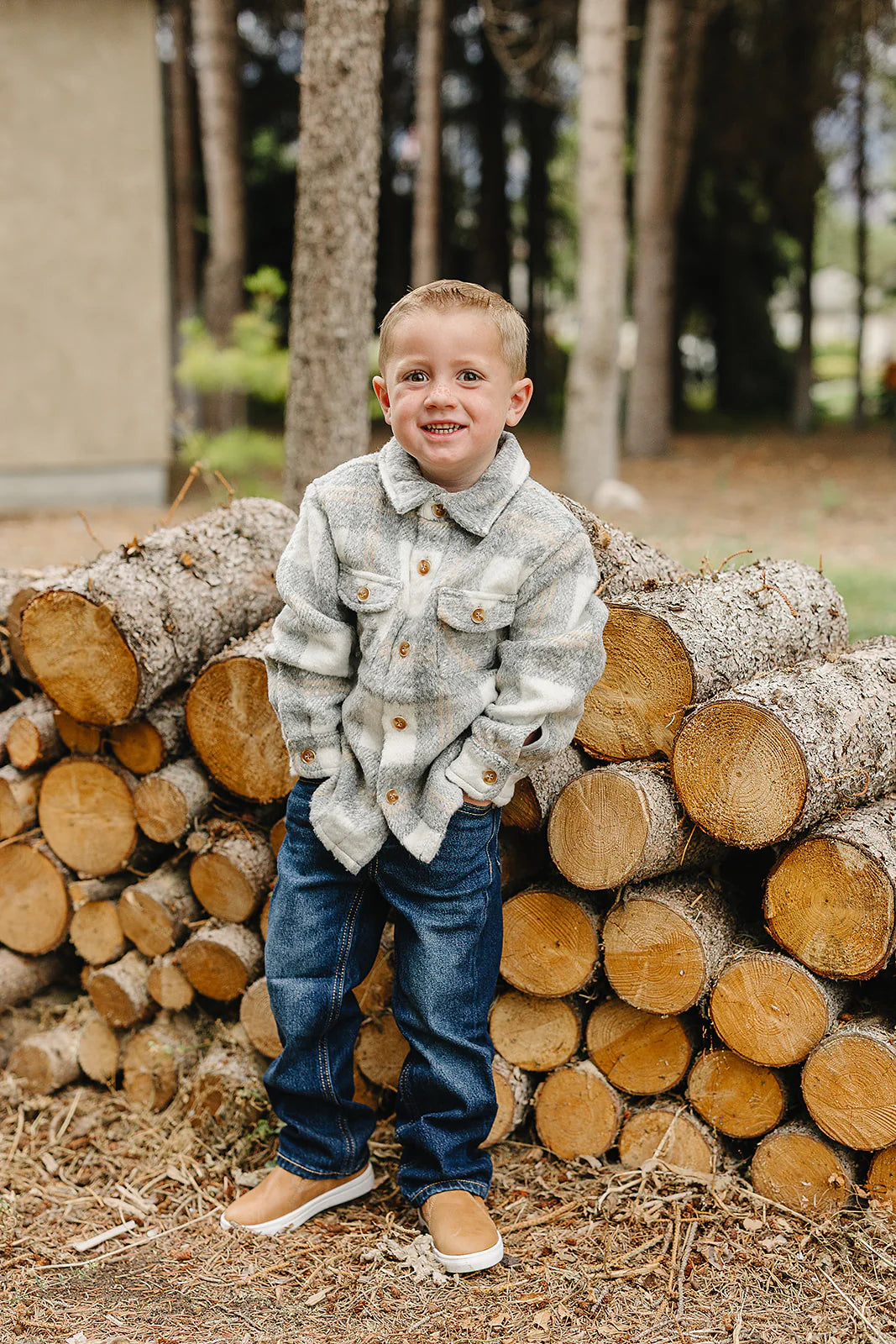 Mebie Baby - Grey Plaid Shacket