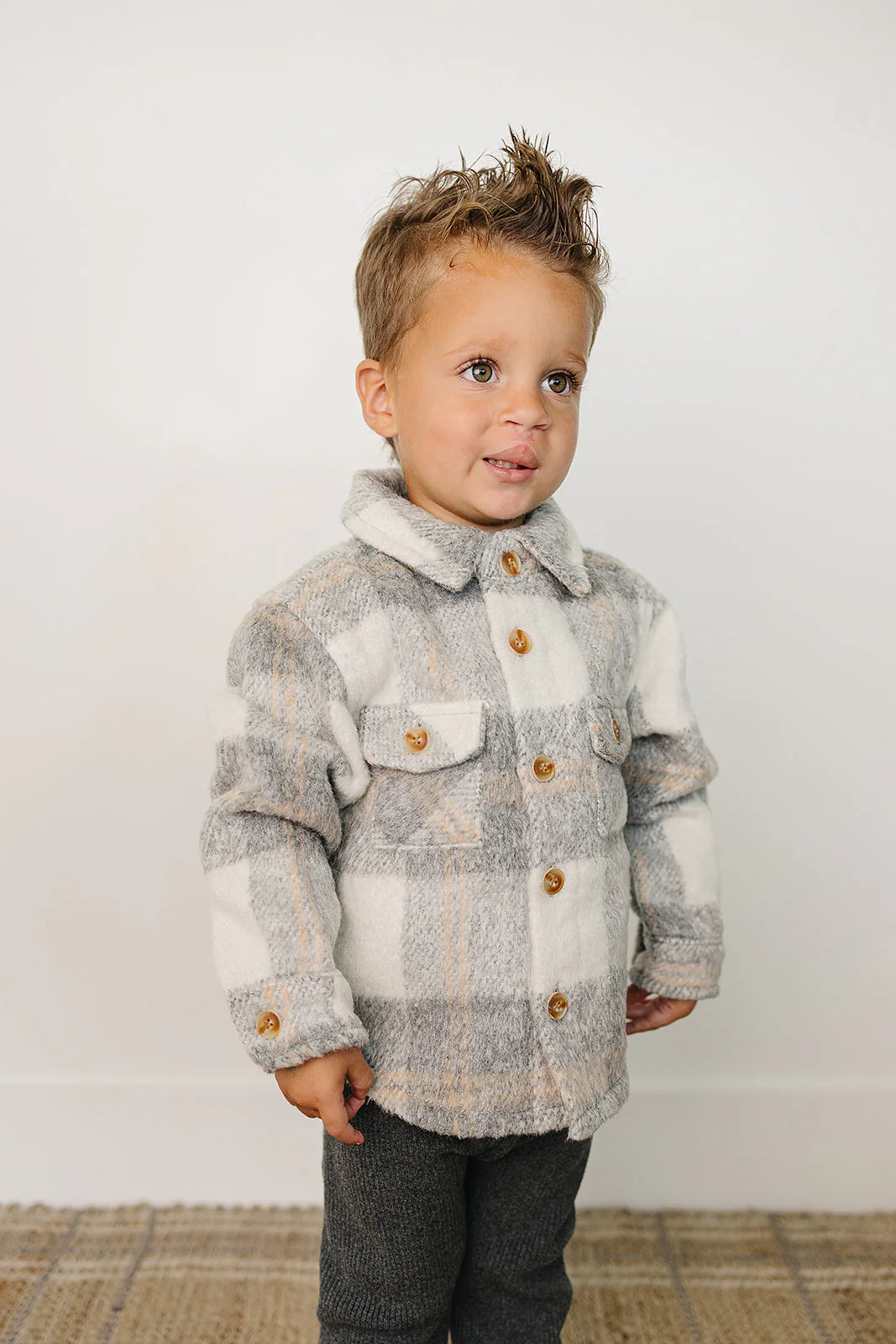 Mebie Baby - Grey Plaid Shacket