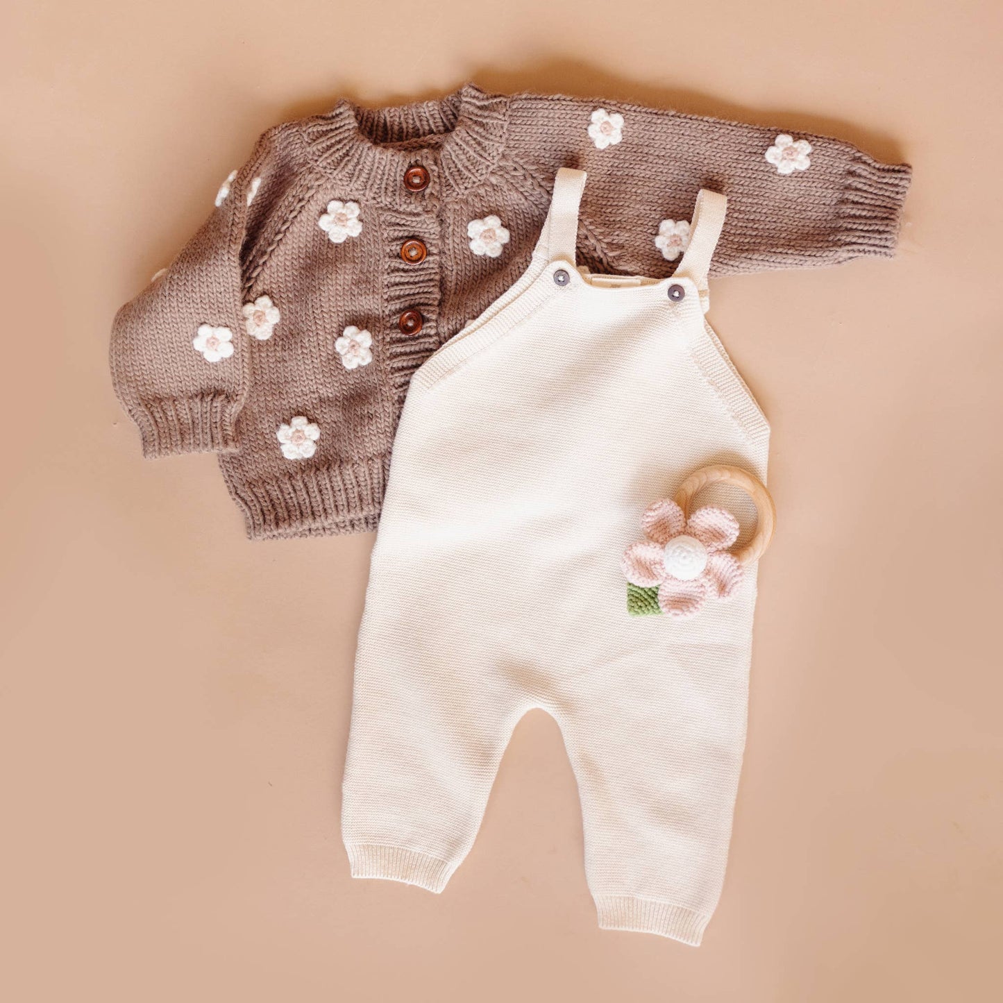 The Blueberry Hill - Flower Cardigan, Tan | Kids and Baby Apparel Sweater