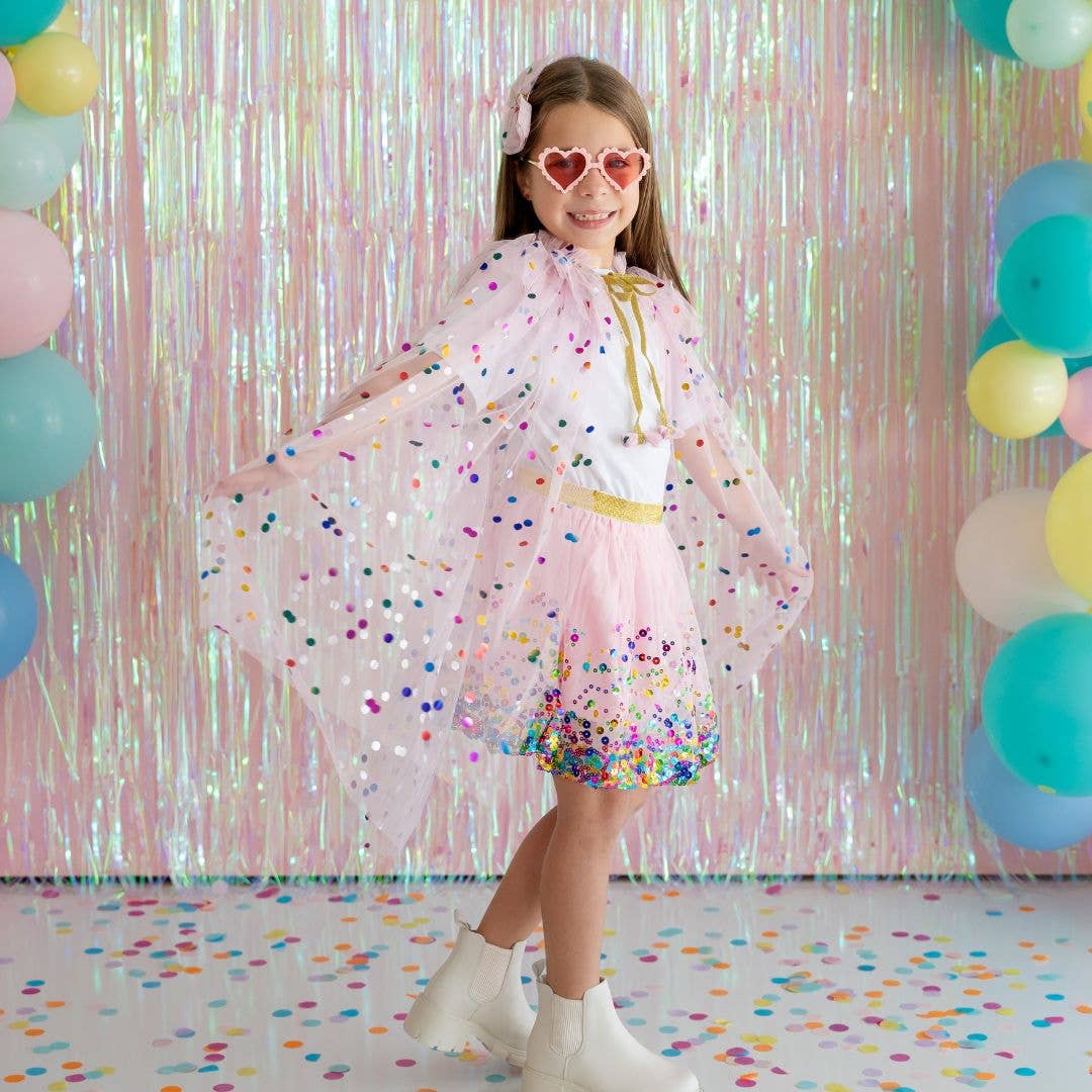 Sweet Wink - Pink Confetti Cape - Kids Dress Up Cape