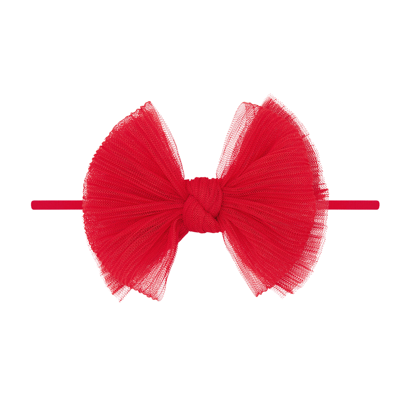 Baby Bling Bows - Baby Bling® Tulle FAB® Skinny nylon headband with tulle bow: Pleated White
