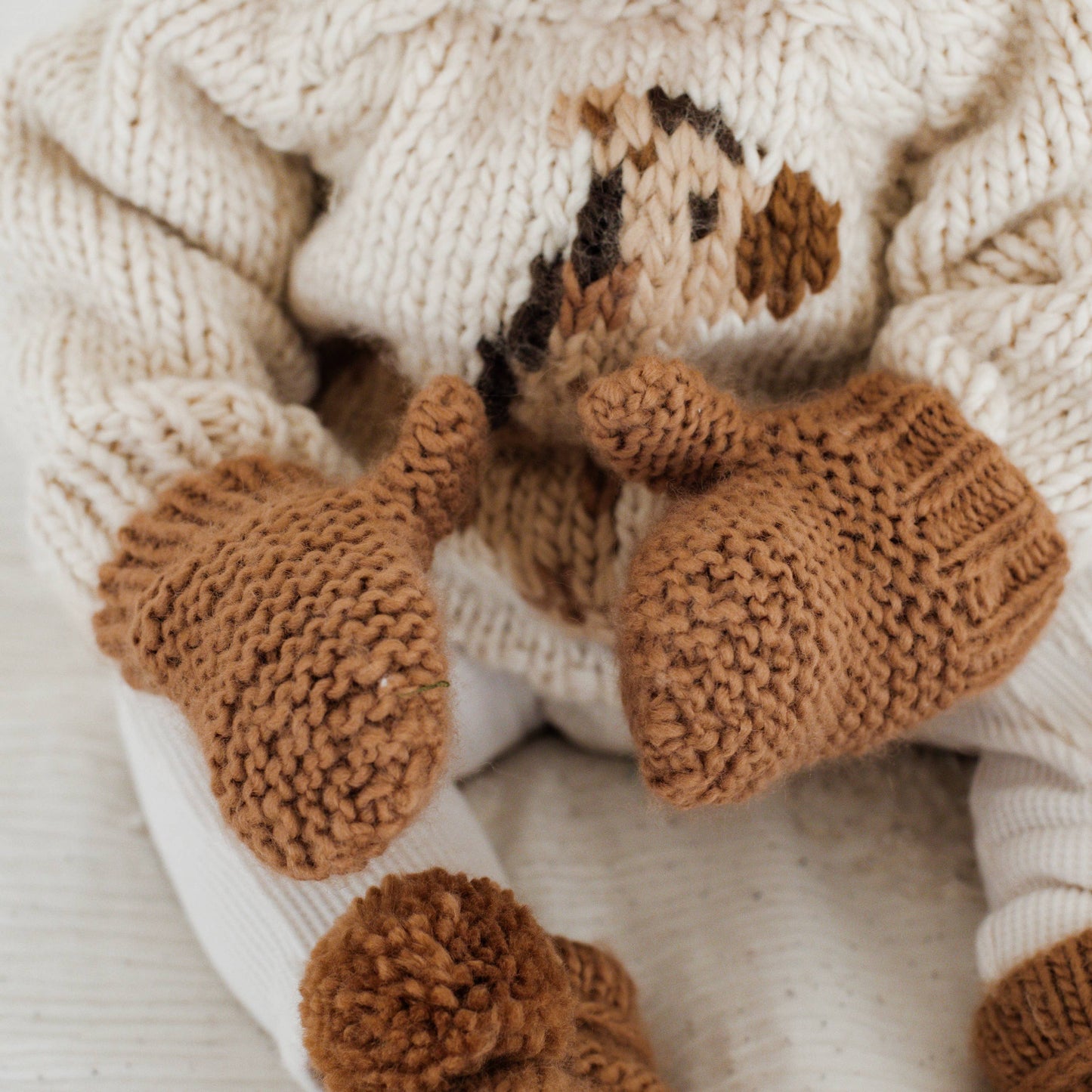 Huggalugs - Garter Stitch Mittens - Pebble - for Toddlers & Kids