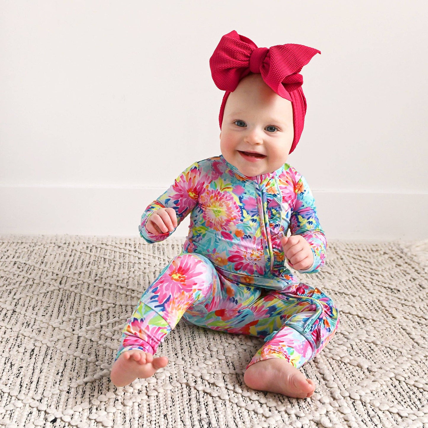 Gigi and Max - Bianca RUFFLE ZIP Bamboo Floral Sleepies Little