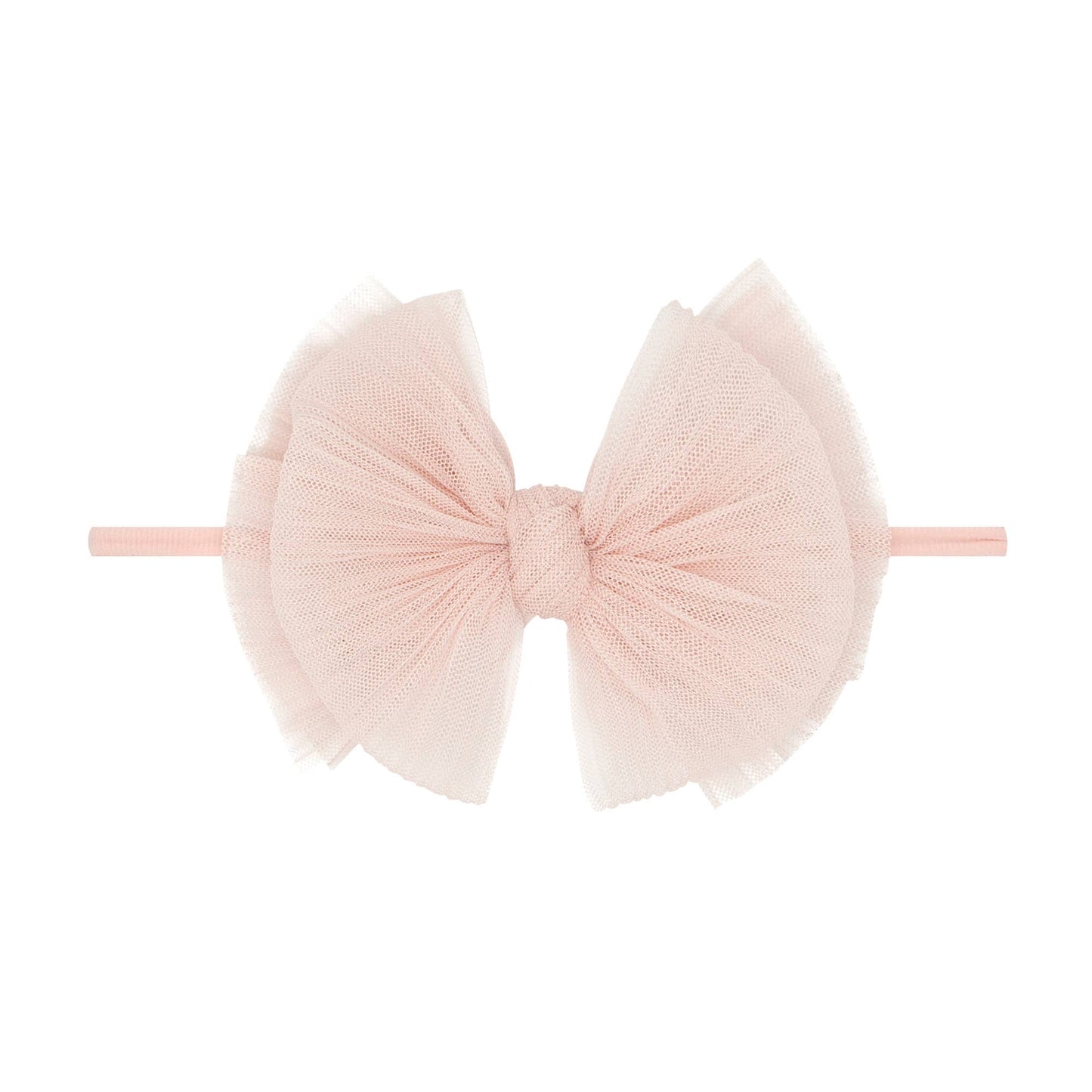 Baby Bling Bows - Baby Bling® Tulle FAB® Skinny nylon headband with tulle bow: Pleated White
