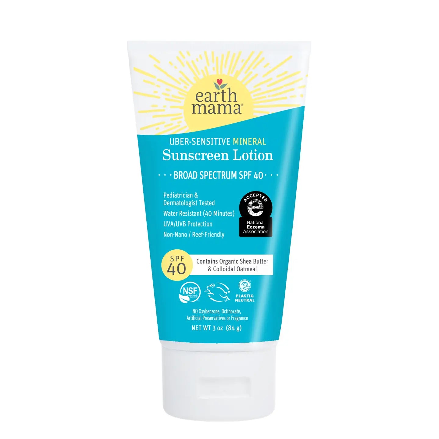 Earth Mama Organics - Uber-Sensitive Mineral Sunscreen Lotion - Spf 40