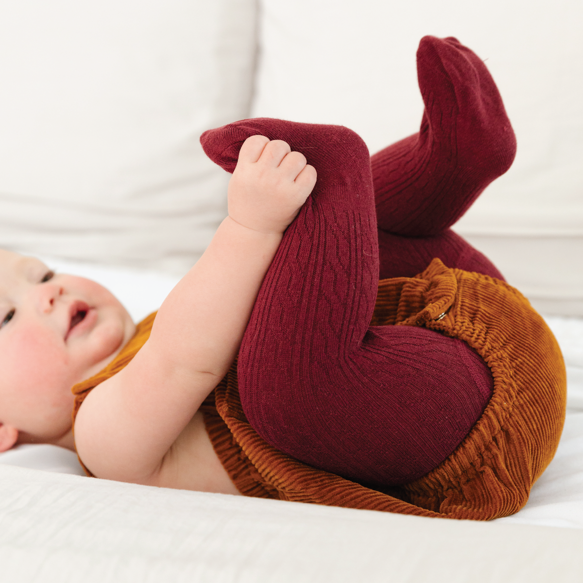 Little Stocking Co. - Burgundy Cable Knit Tights