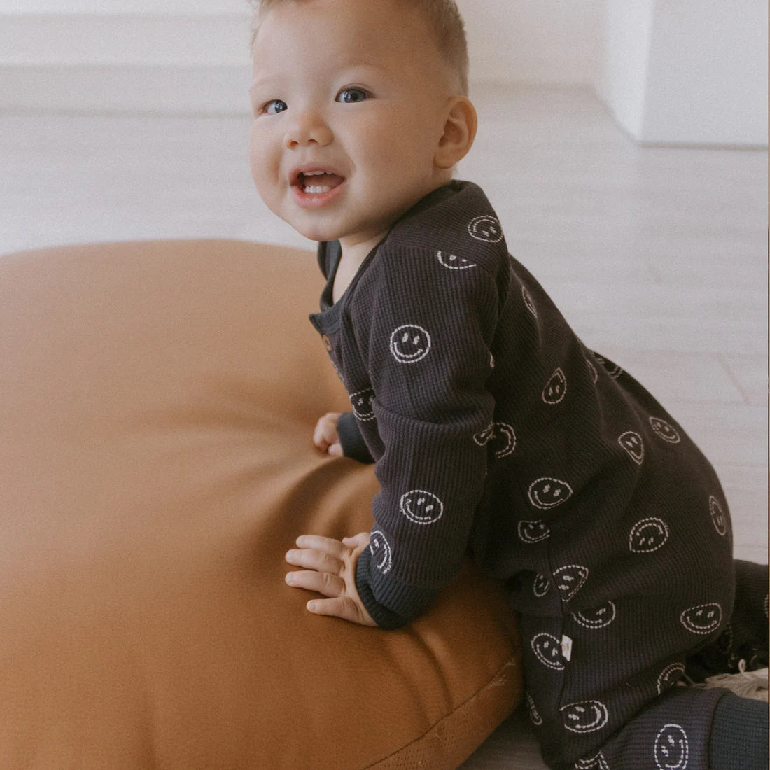 MakeMake Organics - Organic Button Romper - Happy Face