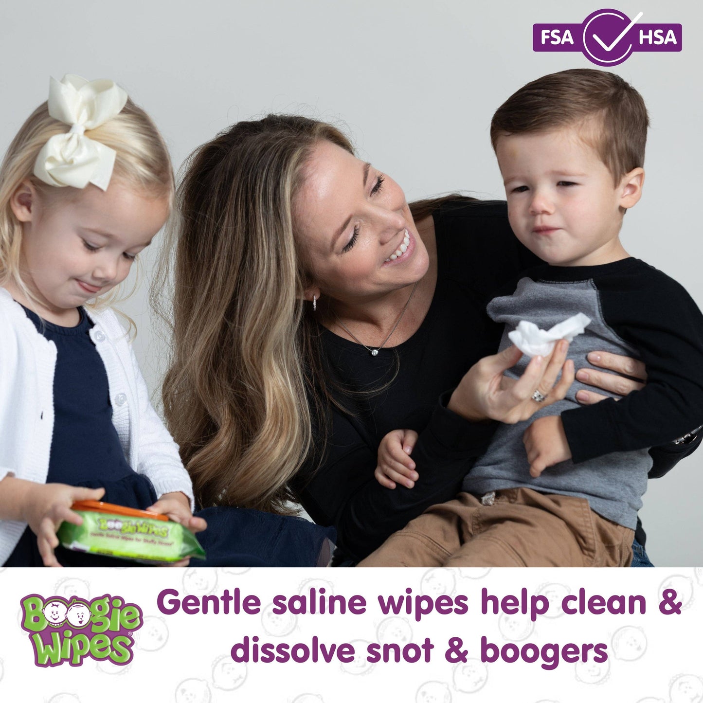 Earth Mama Organics - Boogie Saline Nose Wipes, Unscented, 30ct