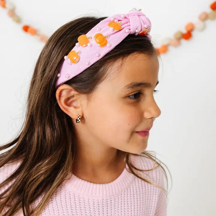 Sweet Wink - Coquette Pumpkin Gemstone Headband