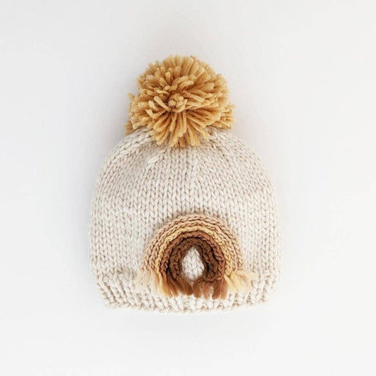 Huggalugs - Gold Rainbow Knit Beanie Hat