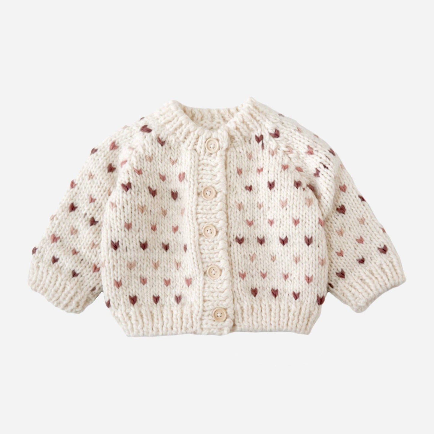 The Blueberry Hill - Sawyer Cardigan Mauve Heart Knit Sweater