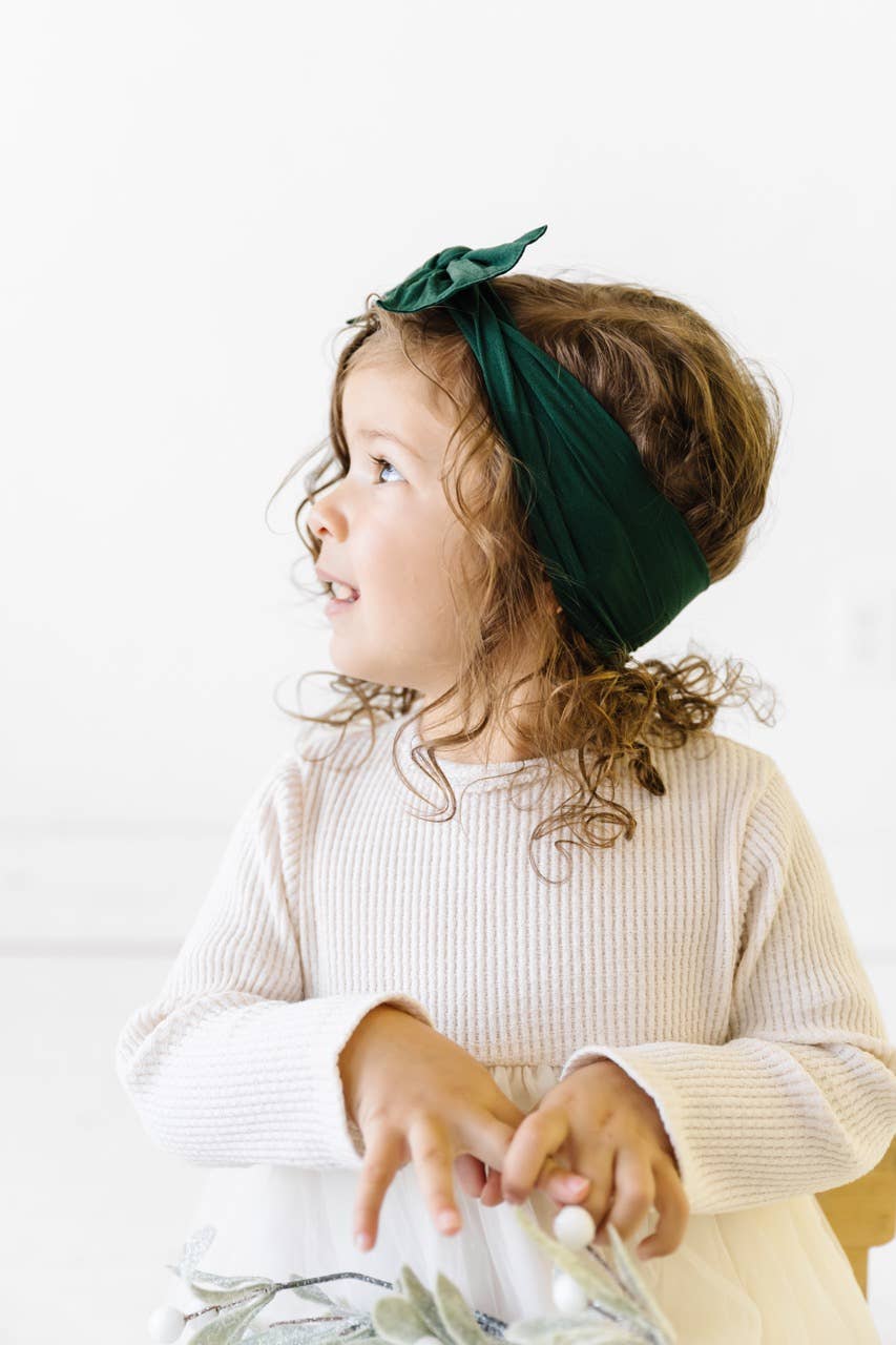 Baby Bling Bows - Forest Green - THE KNOT Soft nylon headband