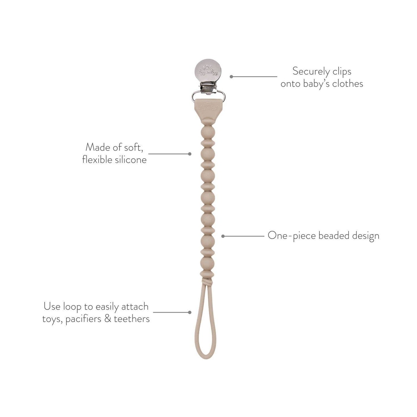 Itzy Ritzy - Sweetie Strap™ Silicone One-Piece Pacifier Clips: Buttercream