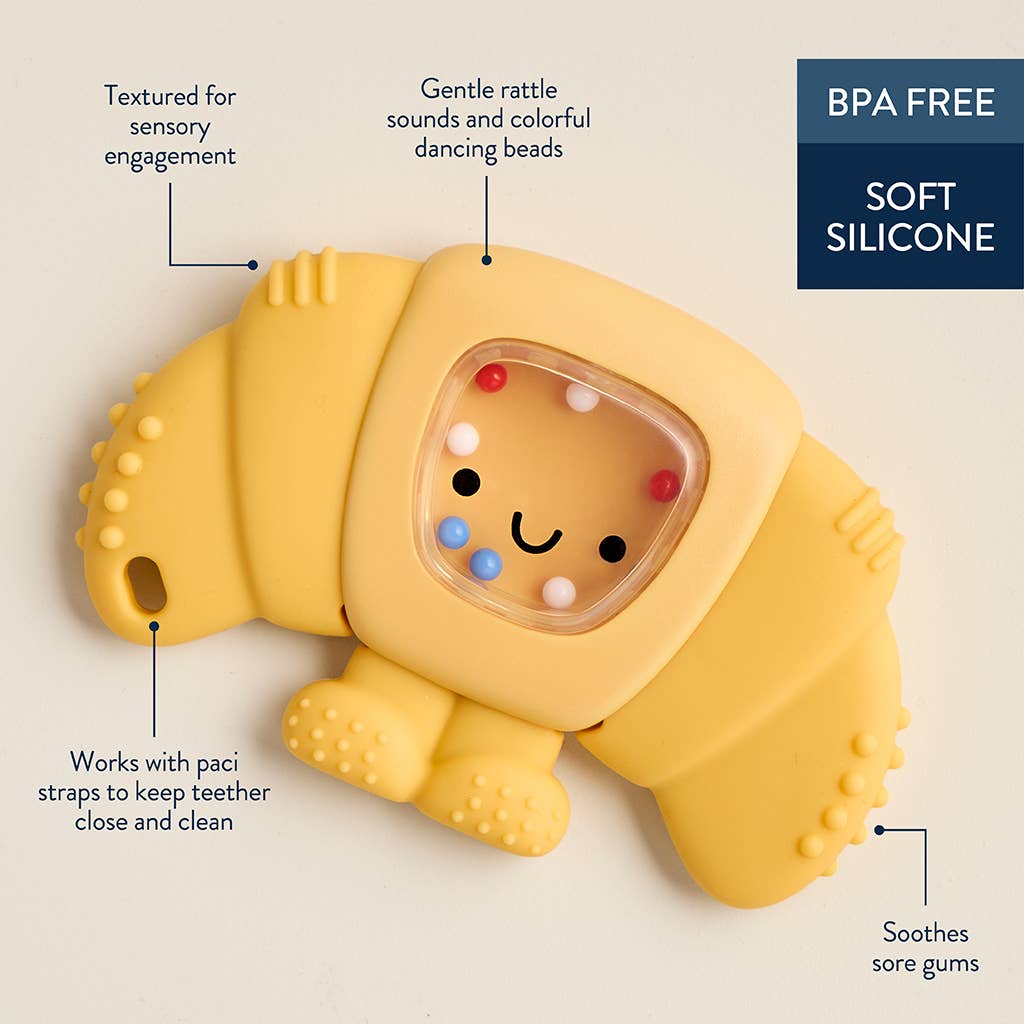 Itzy Ritzy - Sweetie Shake Plus™ - Teething + Rattle Toy: Croissant