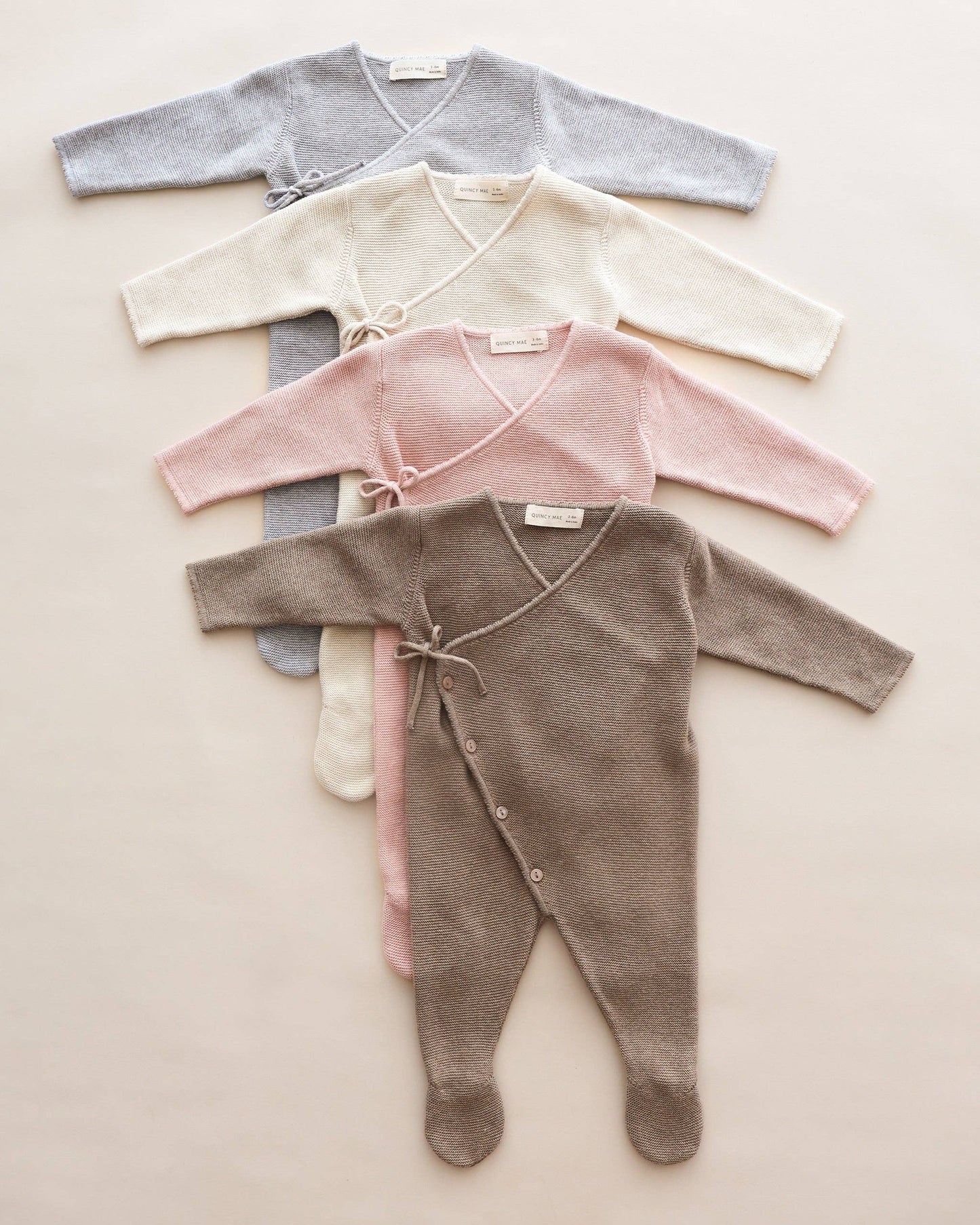 Quincy Mae - Wrap Knit Footie || Heathered Dusty Blue