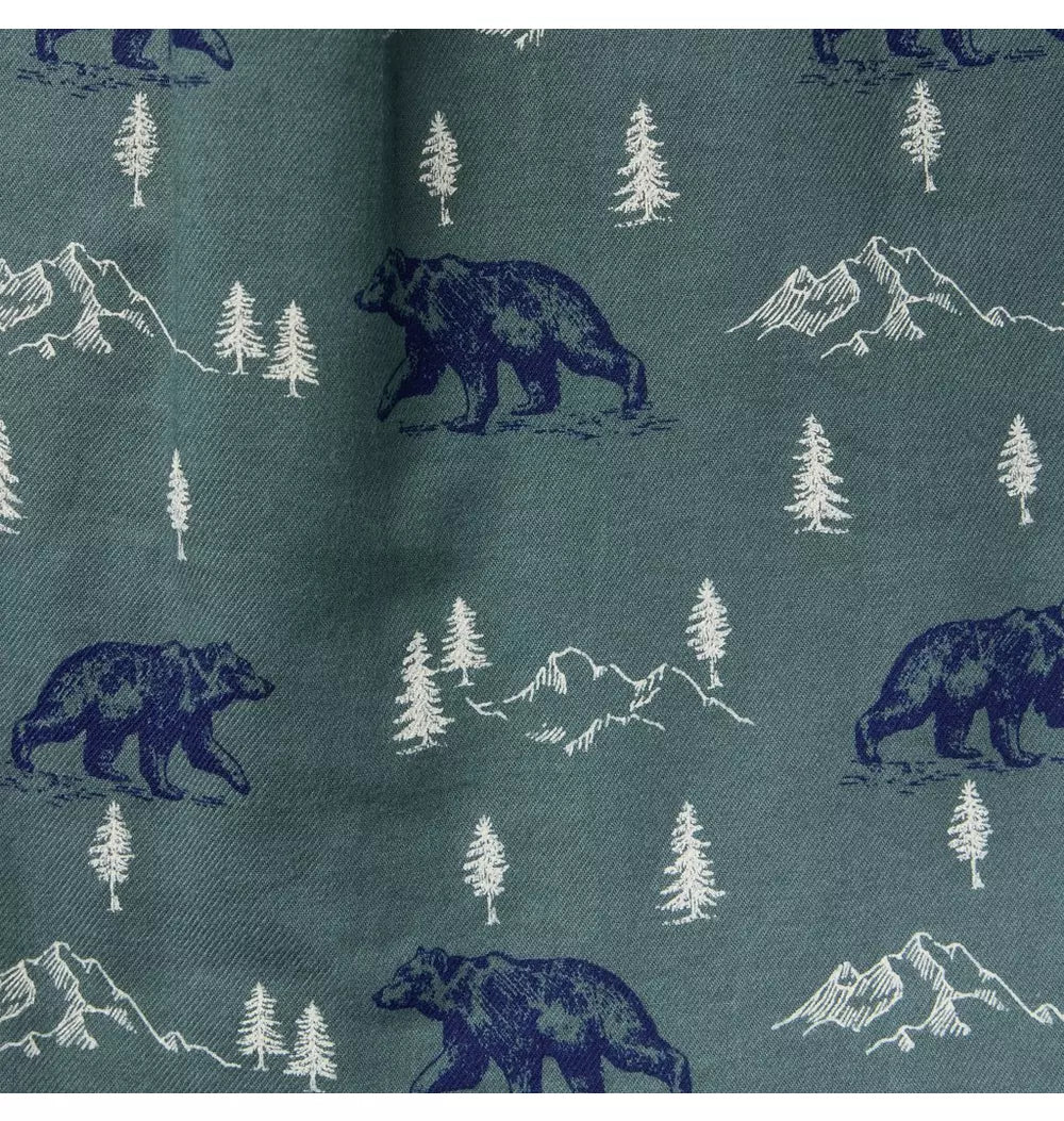 Janie and Jack - Dark Sage Bear Print Flannel Shirt