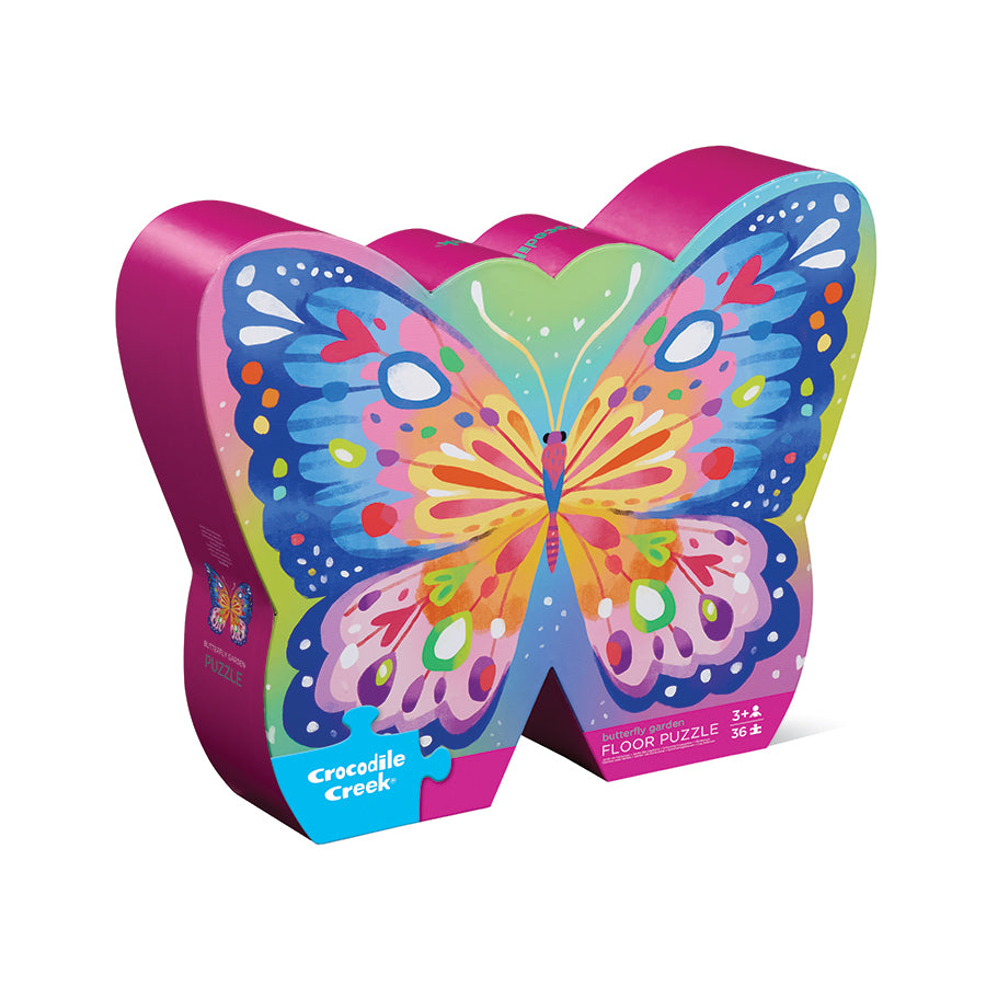 Crocodile Creek - 36pc Foil Shaped Box Puzzle - Butterfly Garden