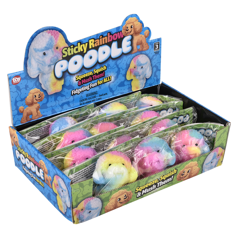 The Toy Network - (T) 2.75" STICKY RAINBOW POODLE