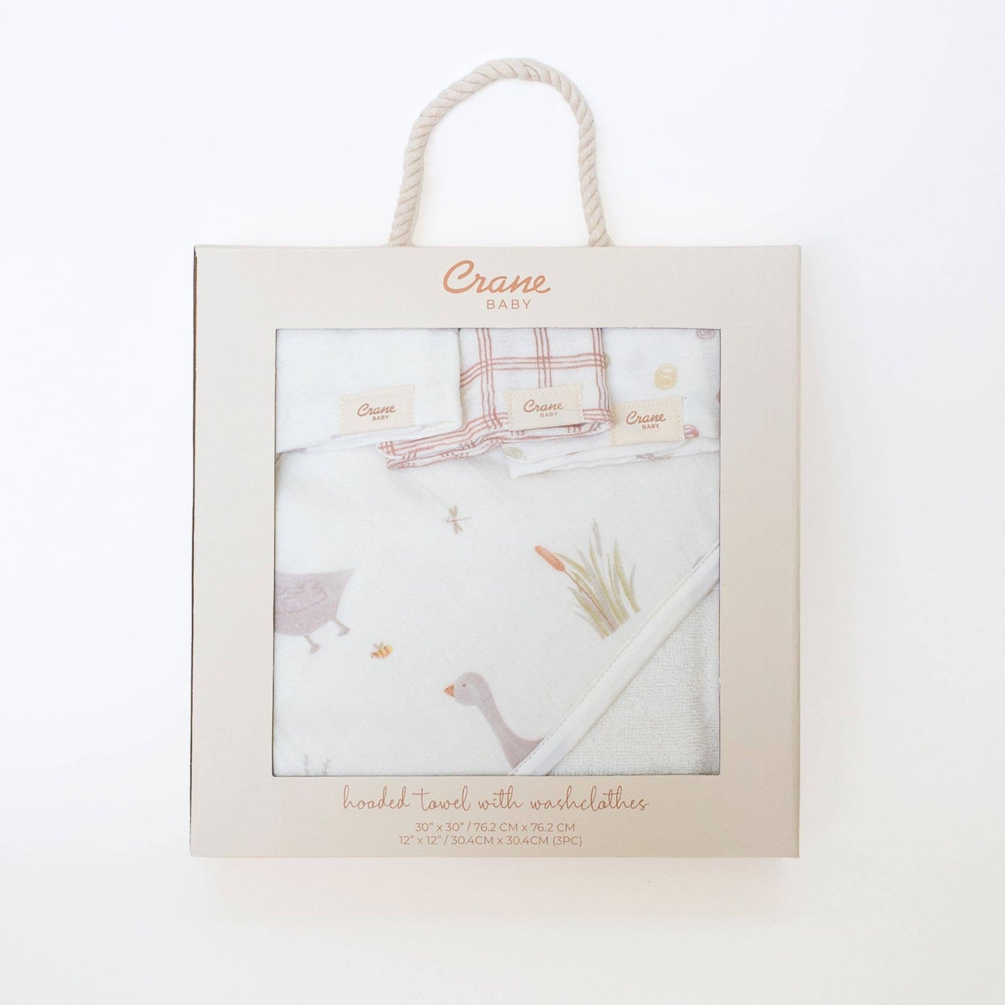 Crane Baby - Charlie Farmhouse Goose HT/Wash Cloth Set