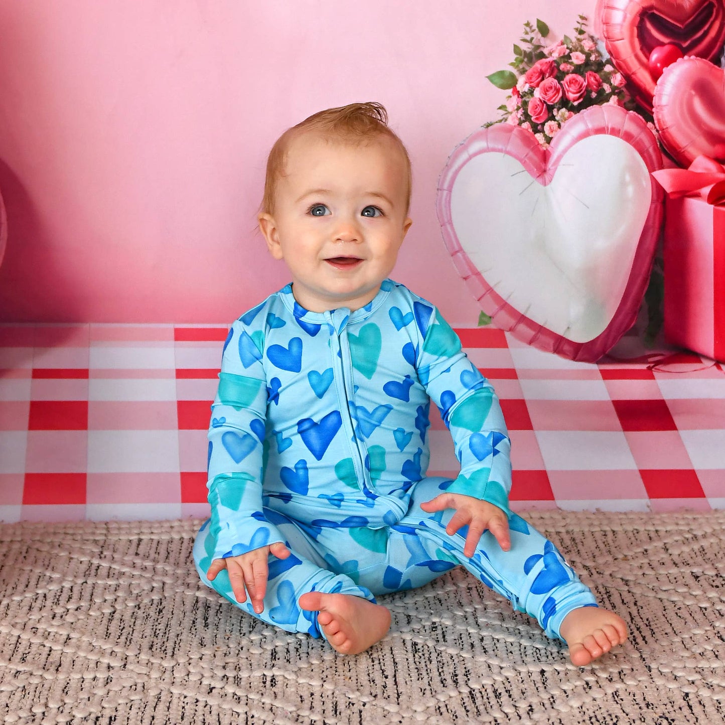 Gigi and Max - Cruz Zip Valentines Day Bamboo One Piece Two Way Zipper Baby