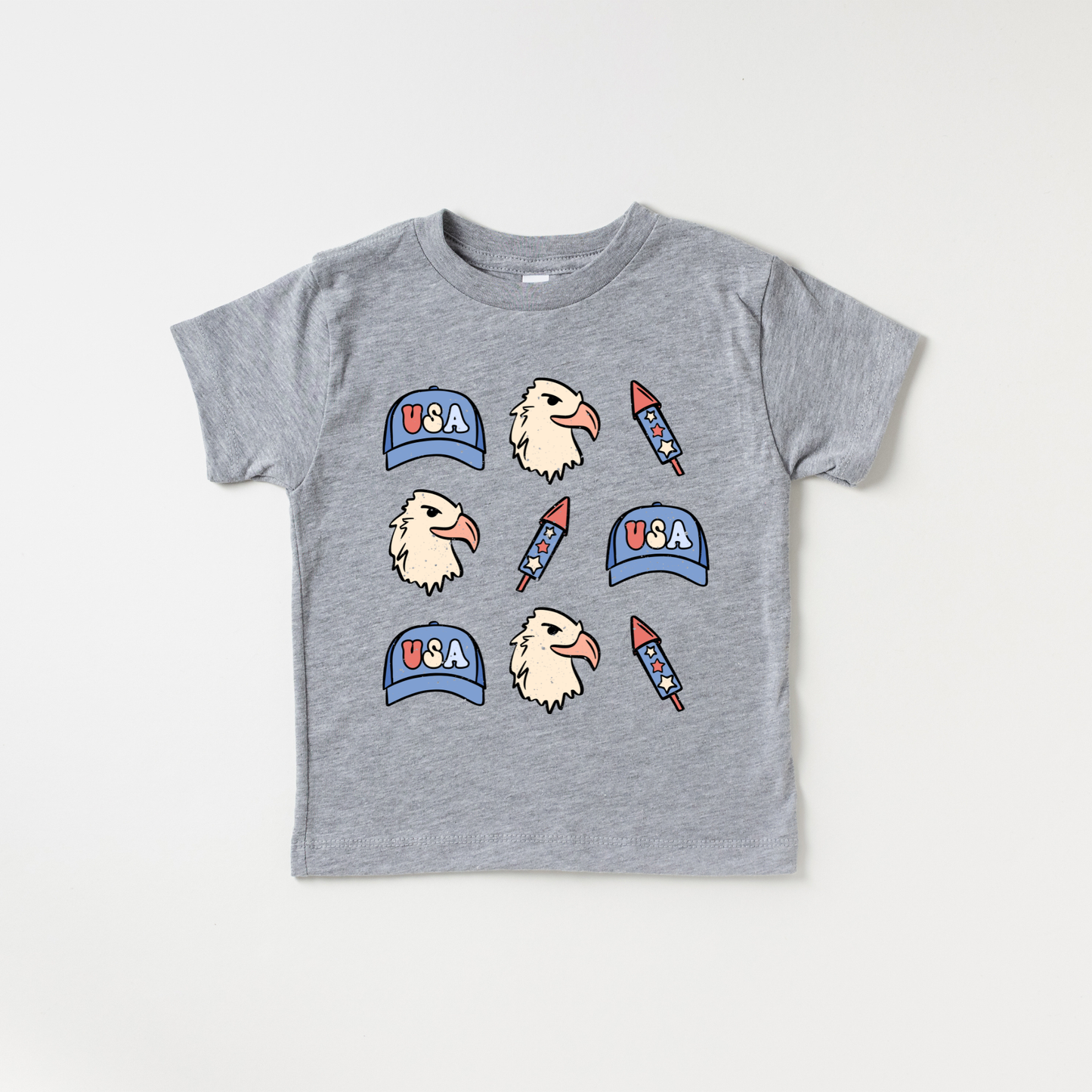 Benny & Ray Apparel - USA Eagle America 4th of July Boy Kids Shirt Fourth of July: Grey
