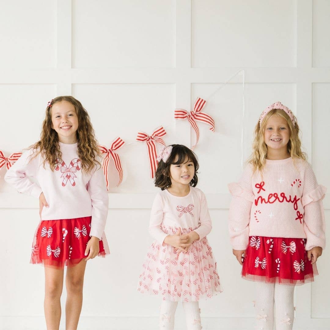 Sweet Wink - Candy Cane Confetti Christmas Tulle Bow Clip - Hair Bows