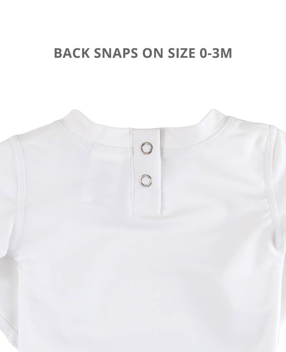 RuffleButts + RuggedButts - Boys White Long Sleeve Rash Guard: White