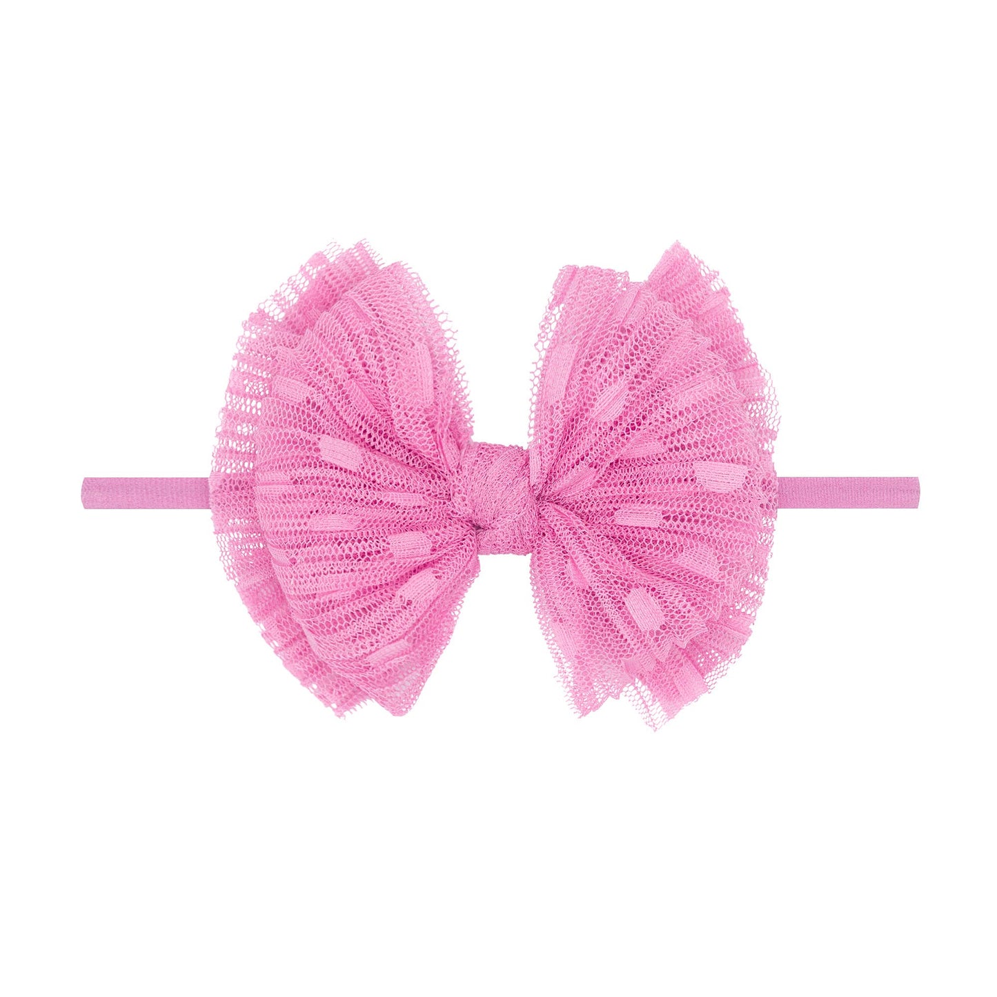 Baby Bling Bows - Baby Bling® Tulle FAB® Skinny nylon headband with tulle bow: Pleated White
