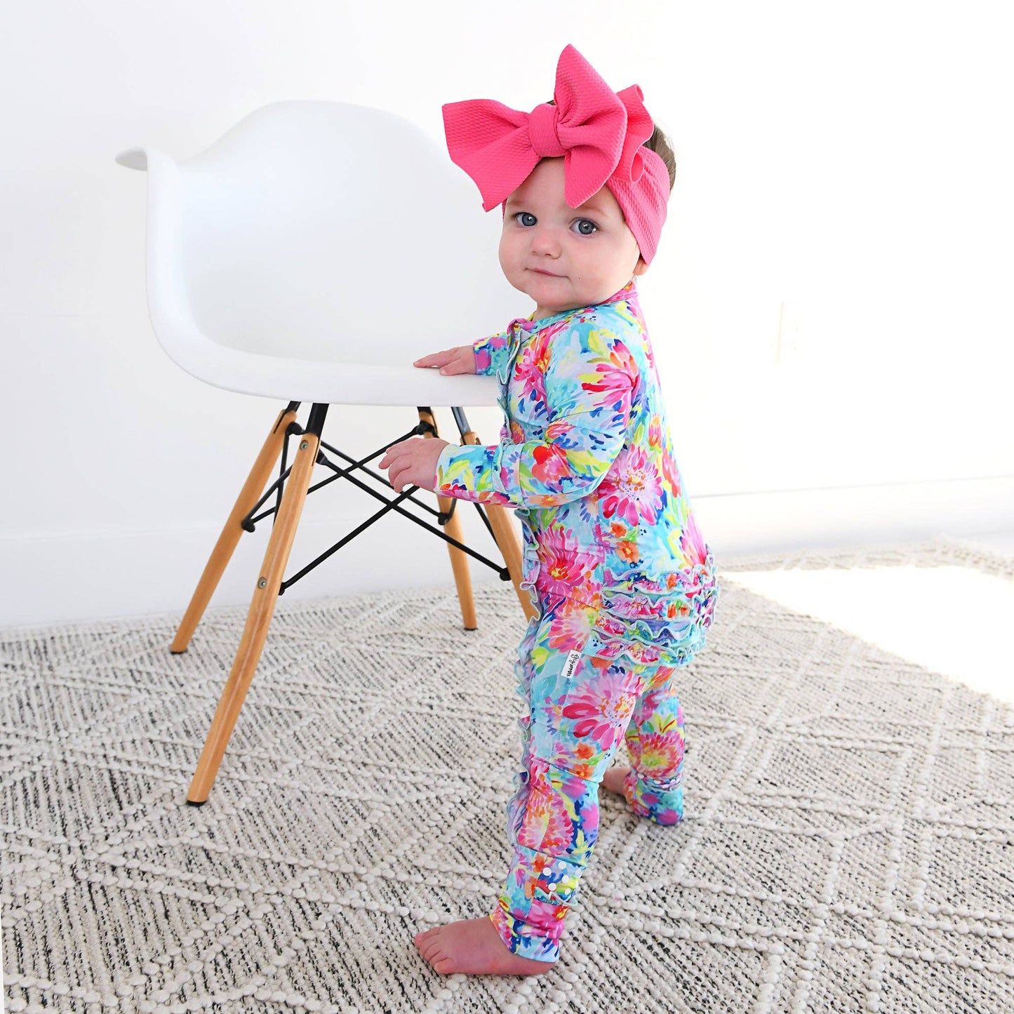 Gigi and Max - Bianca RUFFLE ZIP Bamboo Floral Sleepies Little