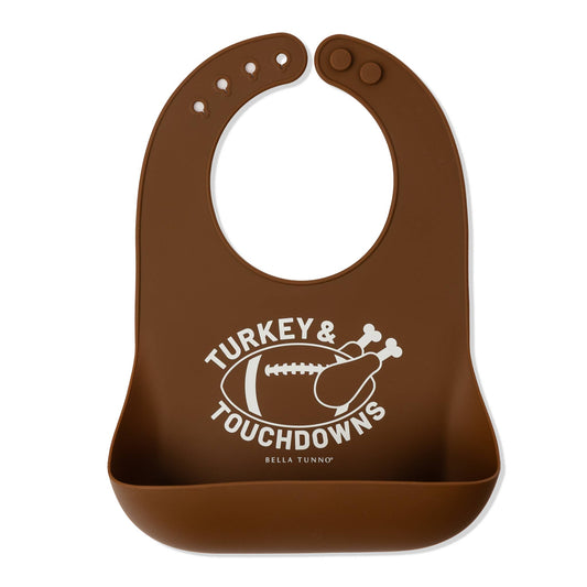 Bella Tunno - Turkeys and Touchdowns Wonder Bib: Brown