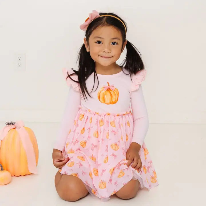 Sweet Wink - Coquette Pumpkin Long Sleeve Tutu Dress