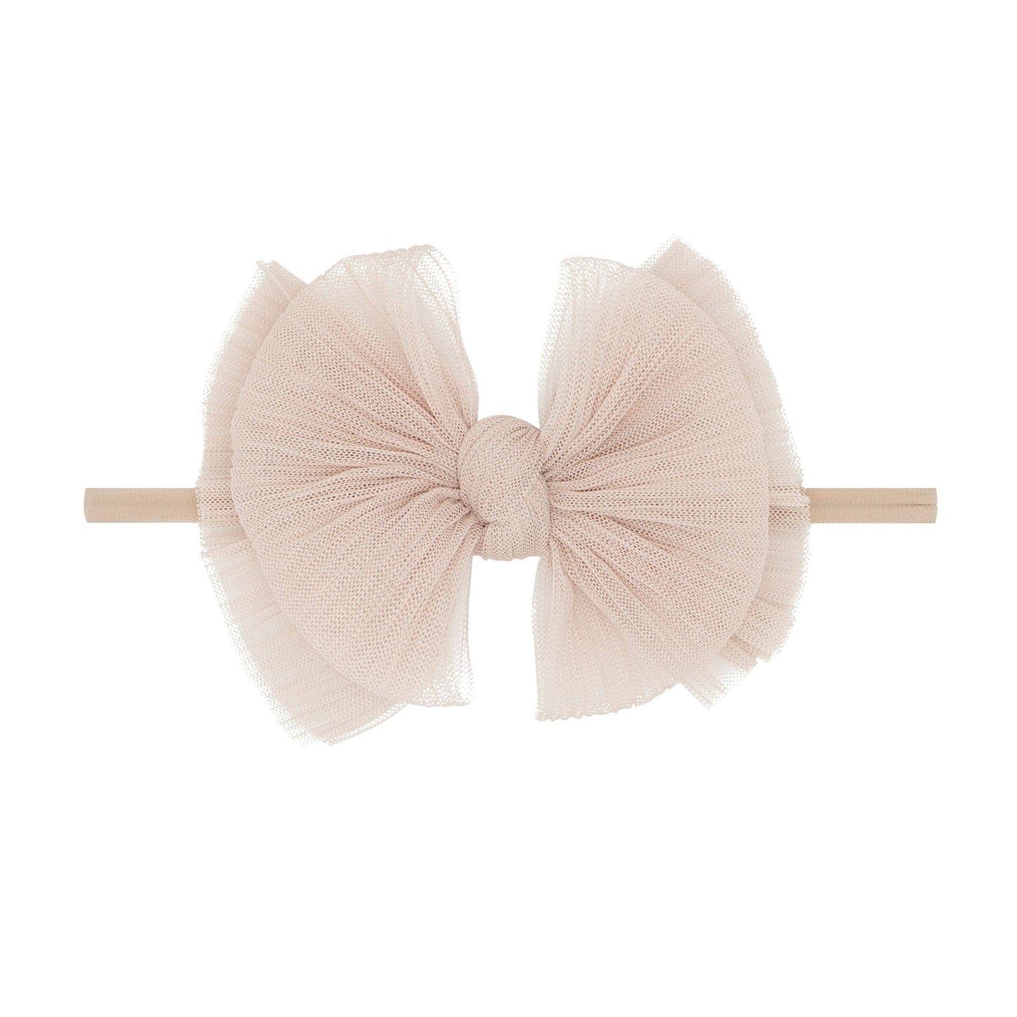 Baby Bling Bows - Baby Bling® Tulle FAB® Skinny nylon headband with tulle bow: Pleated White