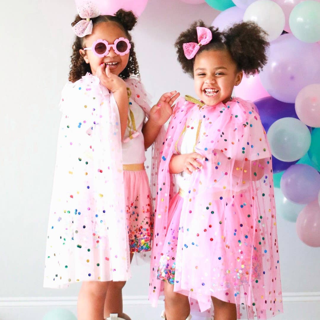 Sweet Wink - Pink Confetti Cape - Kids Dress Up Cape