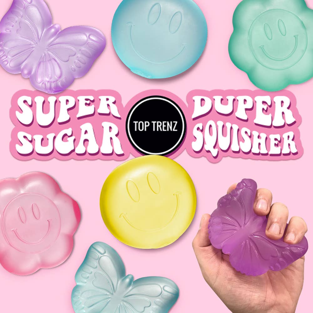 Top Trenz Inc - Super Duper Sugar Squisher Toy- Butterfly | Squish | Fidget (limit 1)