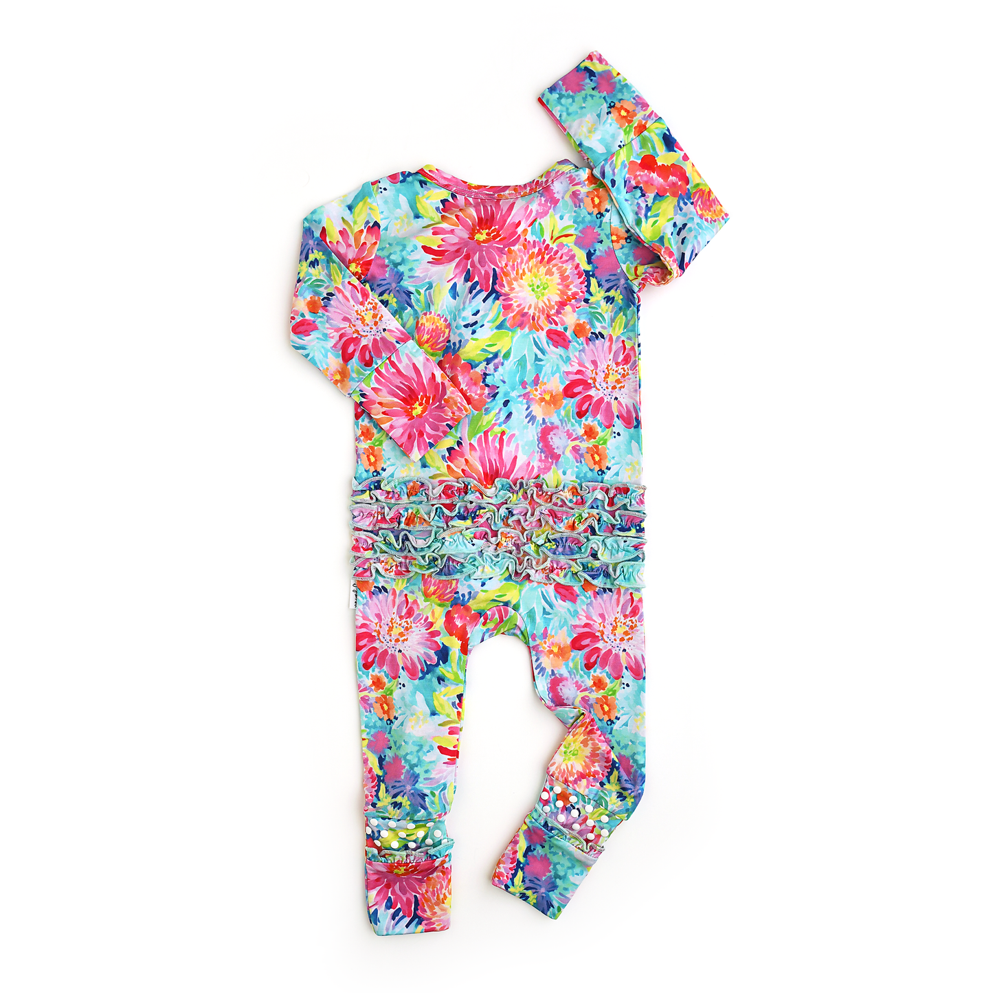 Gigi and Max - Bianca RUFFLE ZIP Bamboo Floral Sleepies Little