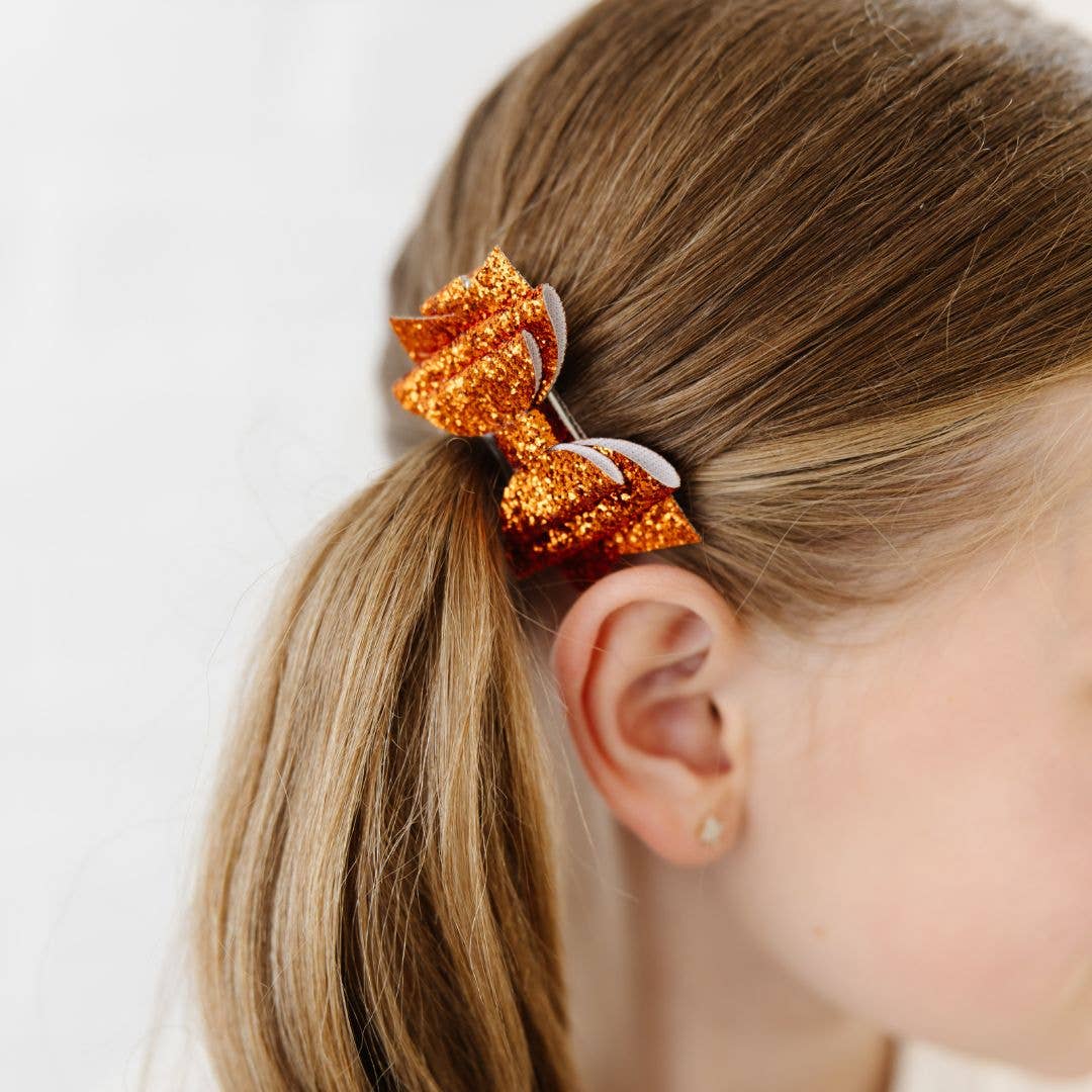 Sweet Wink - Spice Glitter Bow Clip Set - Hair Bows - Hair Clips