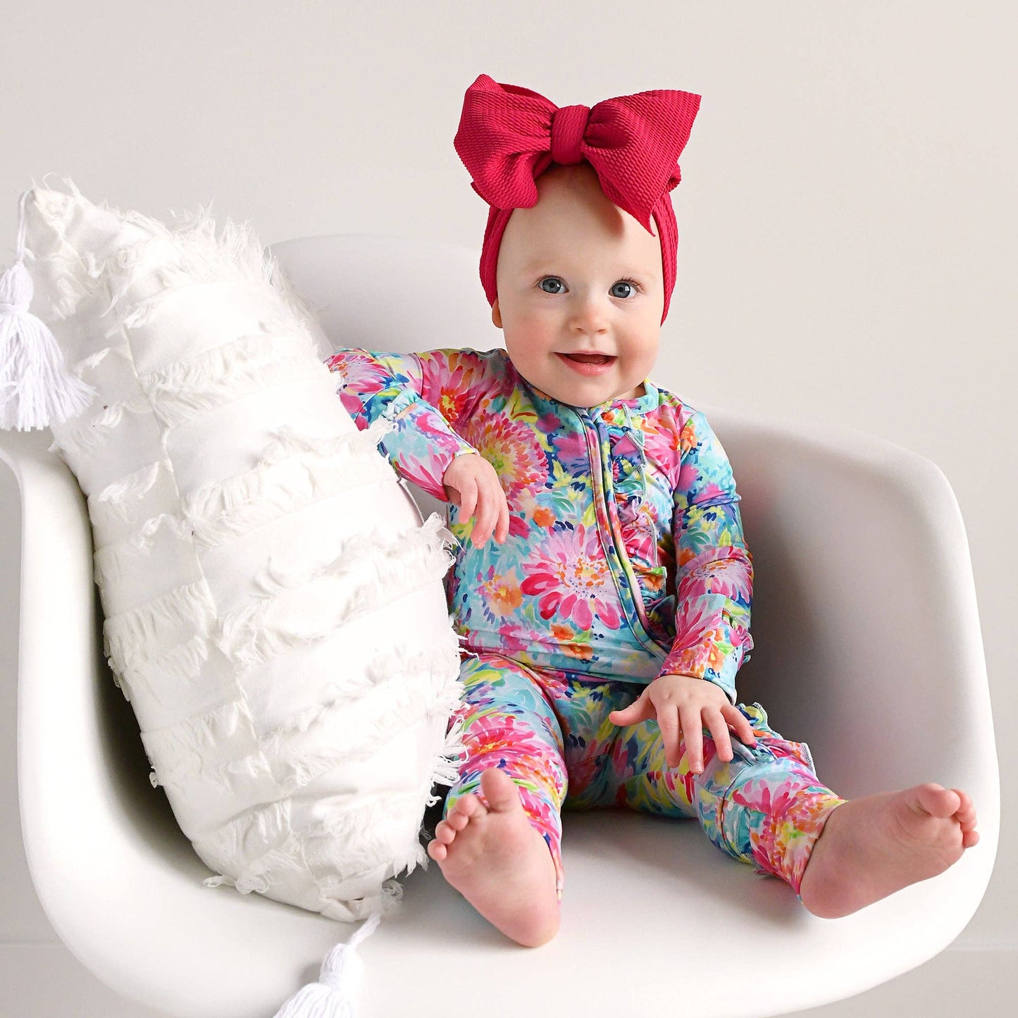 Gigi and Max - Bianca RUFFLE ZIP Bamboo Floral Sleepies Little