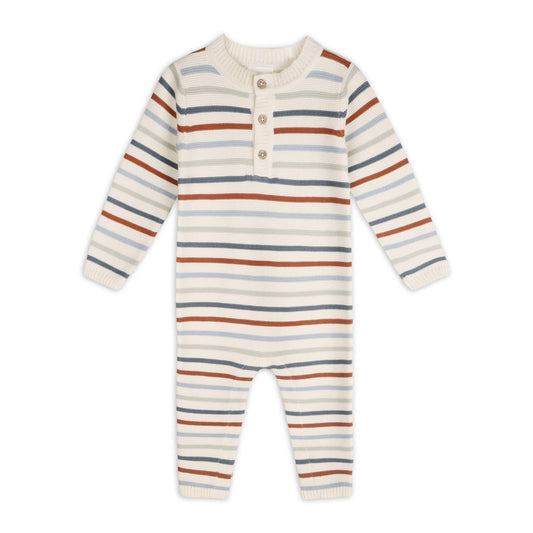 Viverano Organics - Multicolor Stripe Chunky Sweater Knit Baby Jumpsuit