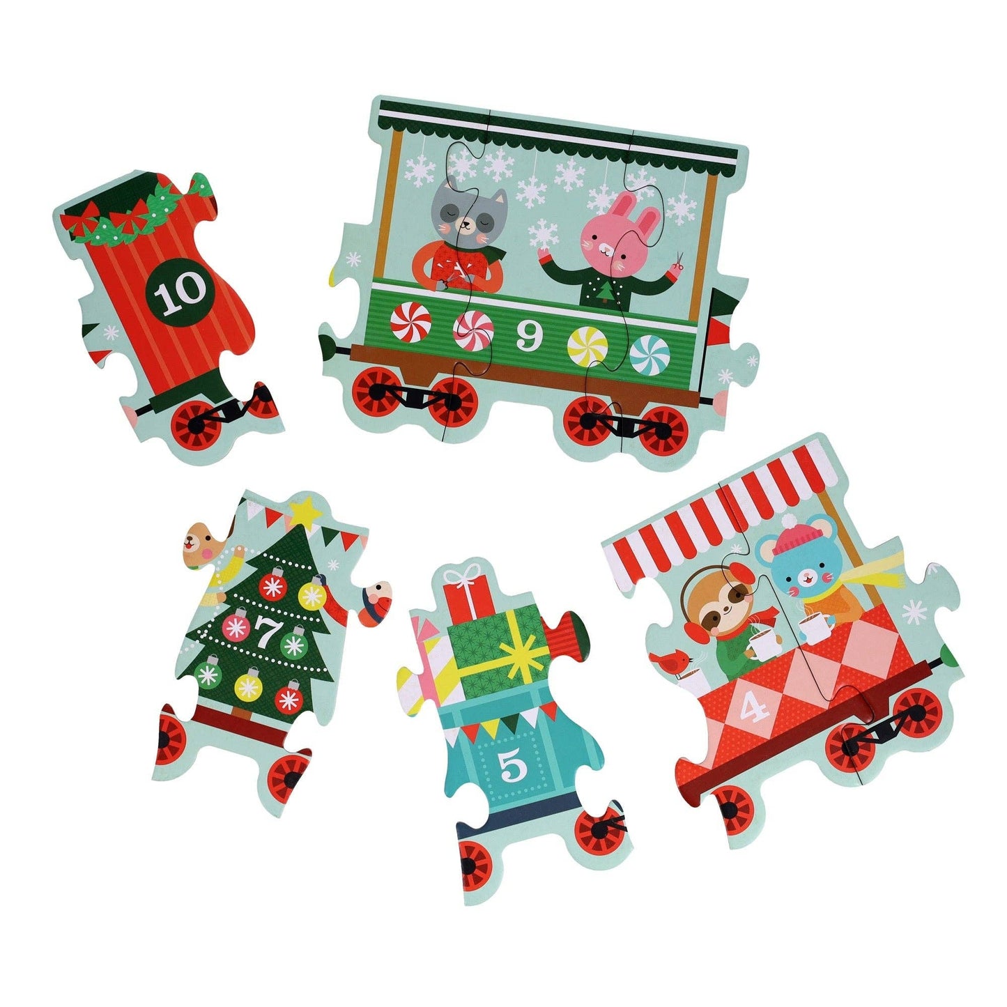 Chronicle Books - Christmas Train Shaped Floor Puzzle