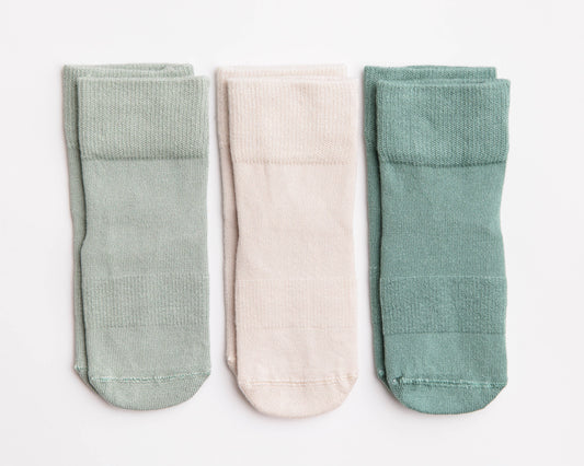 Squid Socks - Coastal - Non-Slip Baby Socks Stone Gray, Eucalyptus, Thyme