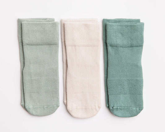 squid socks - Coastal - Non-Slip Baby Socks Stone Gray, Eucalyptus, Thyme