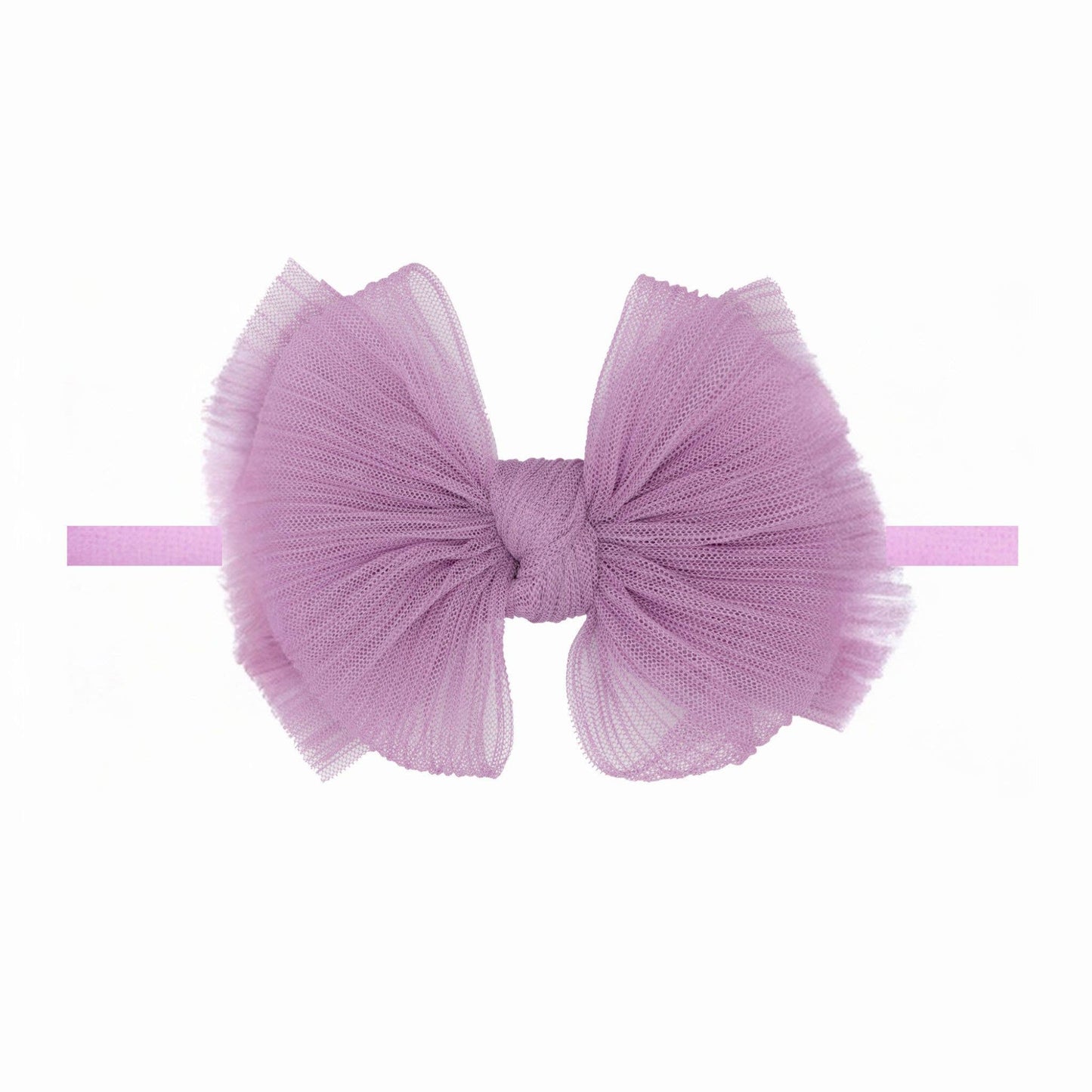 Baby Bling Bows - Baby Bling® Tulle FAB® Skinny nylon headband with tulle bow: Pleated White