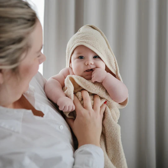 Mushie - Organic Cotton Baby Hooded Towel (Multiple Colors)
