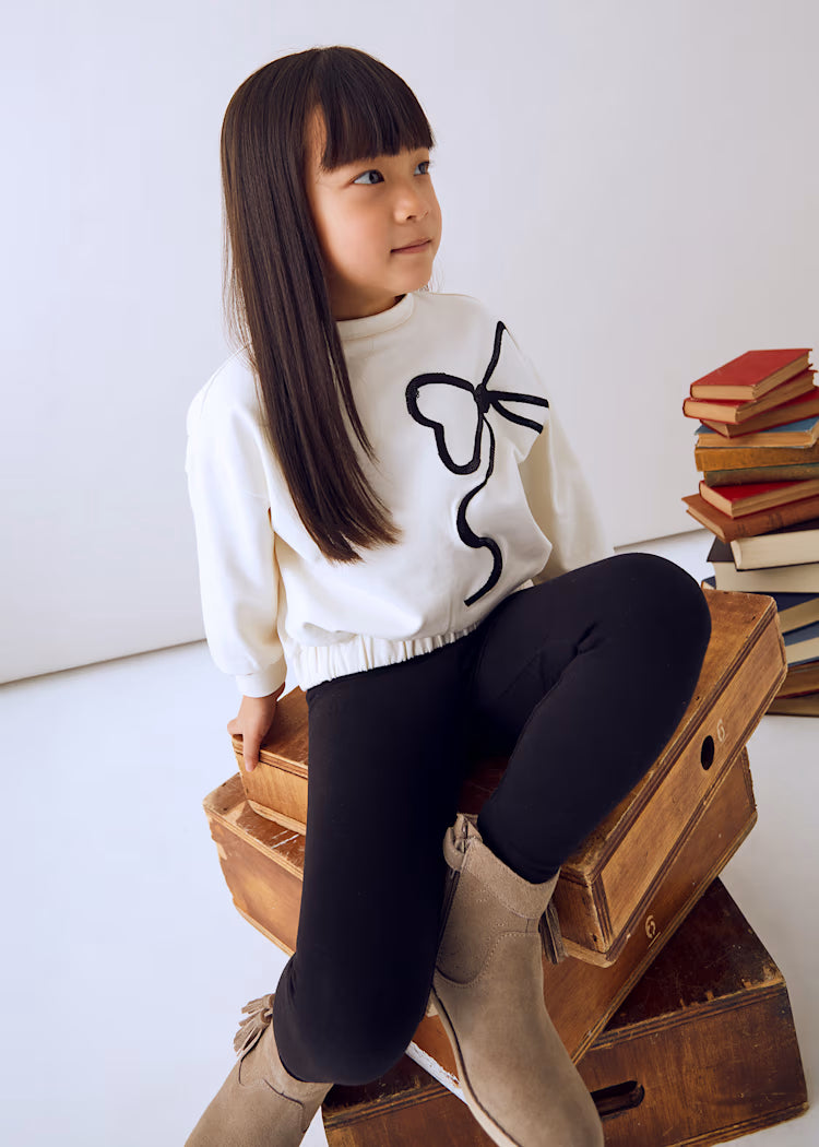 Mayoral - Bow Pullover & Black Legging Set